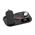 RGB LED 4 in 1 Fast Wireless Charger Stand Dock With Digital Clock