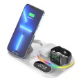 RGB LED 4 in 1 Fast Wireless Charger Stand Dock With Digital Clock