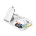 RGB LED 4 in 1 Fast Wireless Charger Stand Dock With Digital Clock