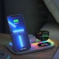 RGB LED 4 in 1 Fast Wireless Charger Stand Dock With Digital Clock