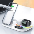 RGB LED 4 in 1 Fast Wireless Charger Stand Dock With Digital Clock