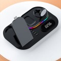 RGB LED 4 in 1 Fast Wireless Charger Stand Dock With Digital Clock