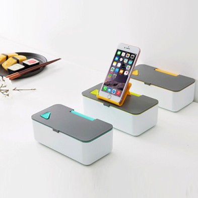 Lunch box with mobile stand