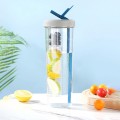 Fruit Infuser Straw Plastic Water Bottle 800ml