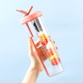 Fruit Infuser Straw Plastic Water Bottle 800ml