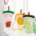 Fruit Plastic Straw Cup With Strap