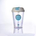 Double Wall Plastic Straw Cup with Lid 320ml