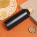 Bamboo Lid Small Mouth Double Layer Stainless Steel Thermos Bottle