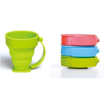 Silicon foldable mug with lid and handle