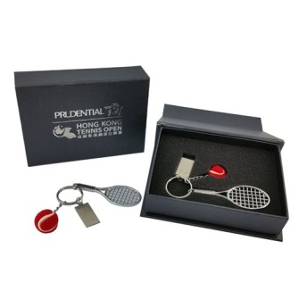 Custom metal keychain-Prudential&Tennis