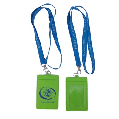 Badge holder with leather lanyard -HKBU