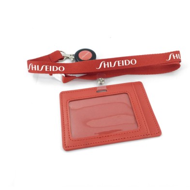 Badge holder with leather lanyard - SHISEIDO