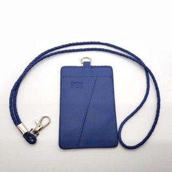 Badge holder with leather lanyard -PBI