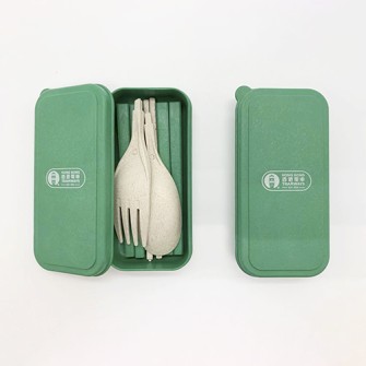 Folding Wheat Straw Tableware Set-HK Tram