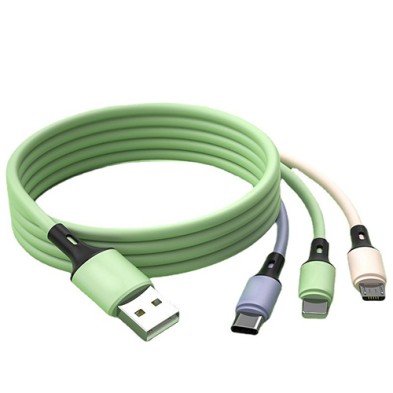 Liquid Soft Silicone Fast Charge 5A 3 In 1 Cable