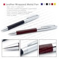 Leather wrapped corporate metal pen